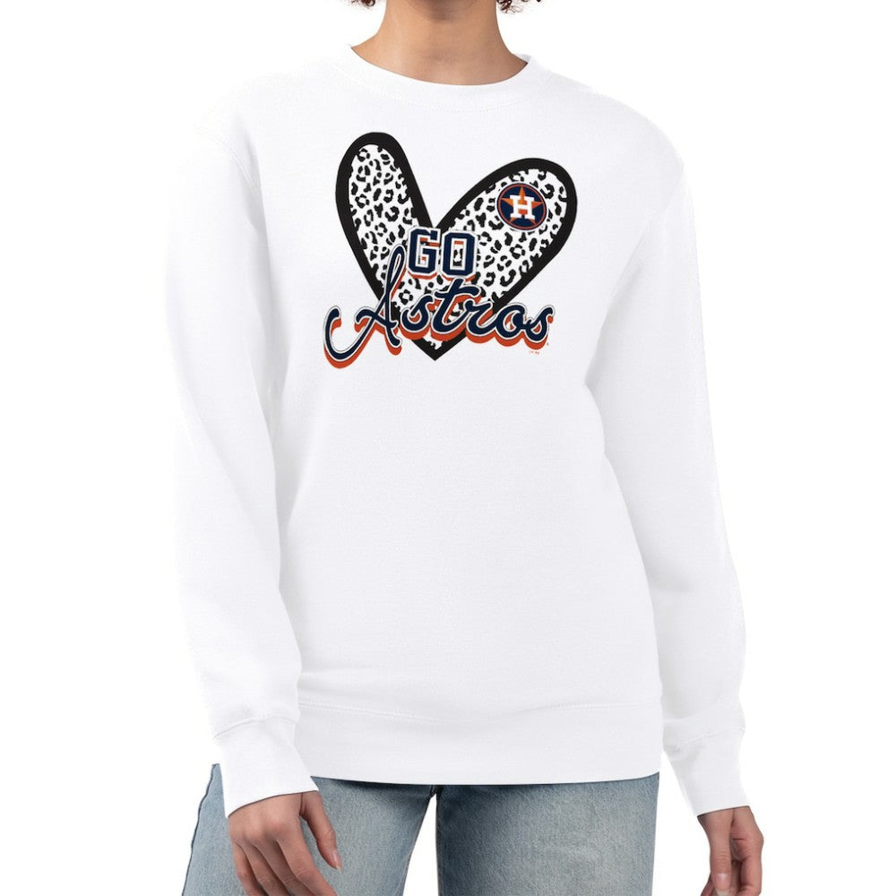 Houston Astros G-III 4Her by Carl Banks Women's Leopard Heart Pullover Sweatshirt Outlet
