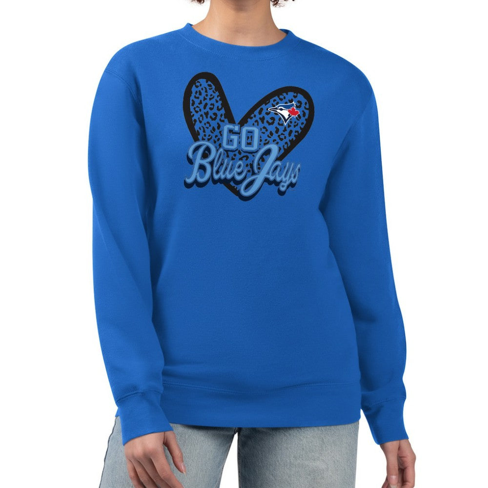 Toronto Blue Jays G-III 4Her by Carl Banks Women's Leopard Heart Pullover Sweatshirt for sale