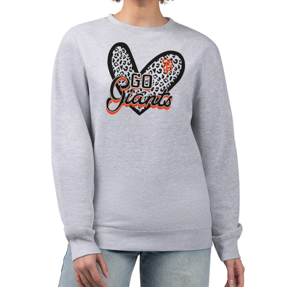 San Francisco Giants G-III 4Her by Carl Banks Women's Leopard Heart Pullover Sweatshirt Outlet