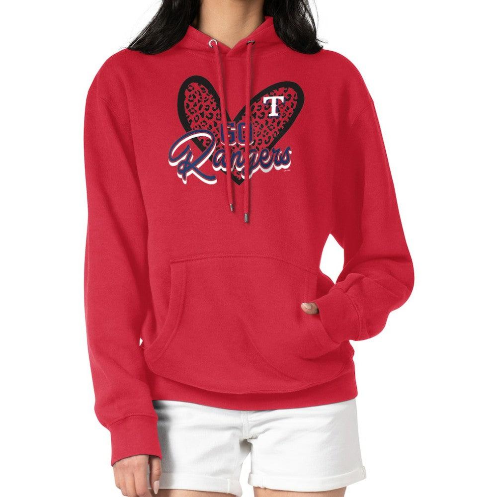 Texas Rangers G-III 4Her by Carl Banks Women's Leopard Heart Pullover Hoodie Discount