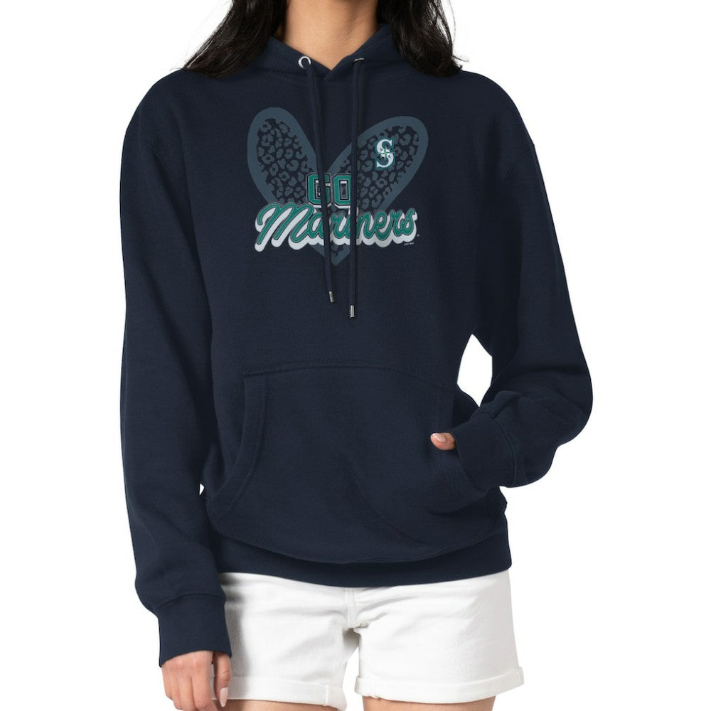 Seattle Mariners G-III 4Her by Carl Banks Women's Leopard Heart Pullover Hoodie Outlet