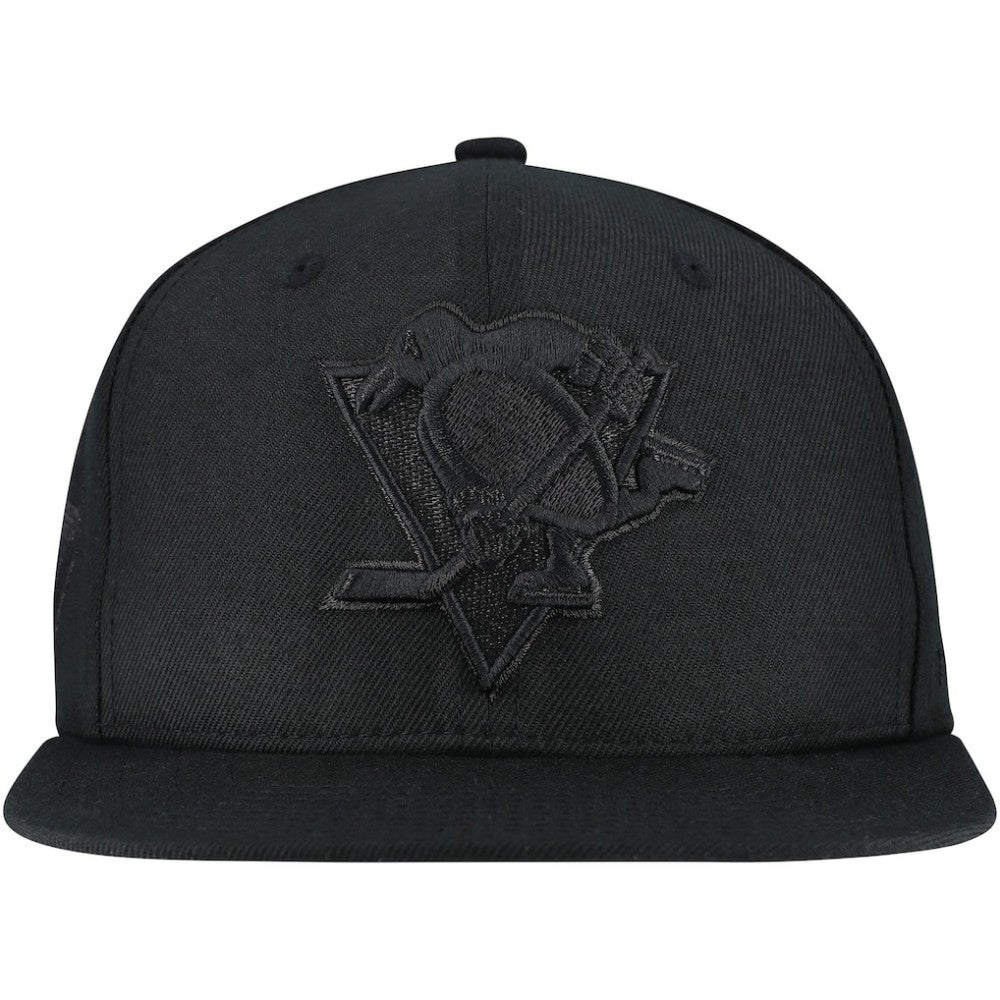 Pittsburgh Penguins Mitchell & Ness Soul Strike Pearl Tonal Snapback Hat - Black | NHL Lifestyle
