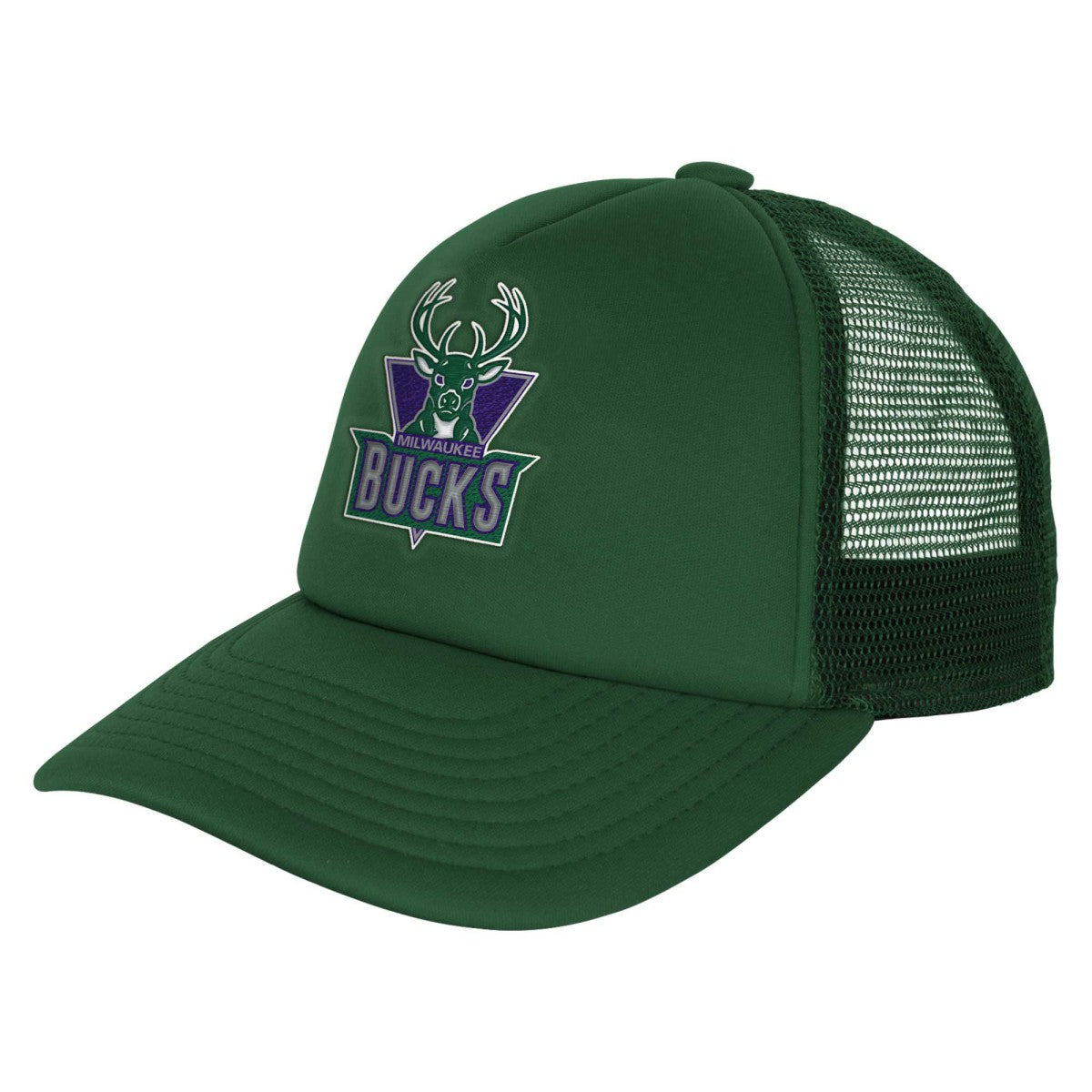 Mitchell & Ness Milwaukee Bucks Youth Core Evergreen Trucker Adjustable Hat Hunter Green