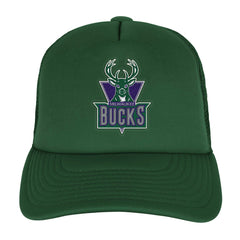Mitchell & Ness Milwaukee Bucks Youth Core Evergreen Trucker Adjustable Hat Hunter Green