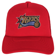 Mitchell & Ness Philadelphia 76ers Youth Core Evergreen Trucker Adjustable Hat Red