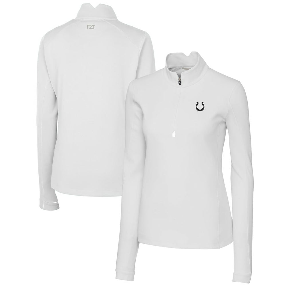 Indianapolis Colts Cutter & Buck Women's Traverse Stretch DryTec Quarter-Zip Top - White - NFL