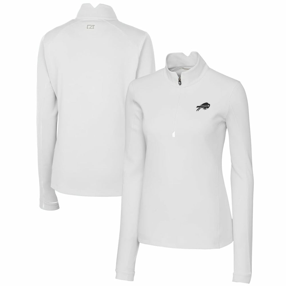 Buffalo Bills Cutter & Buck Women's Traverse Stretch DryTec Quarter-Zip Top - White - NFL