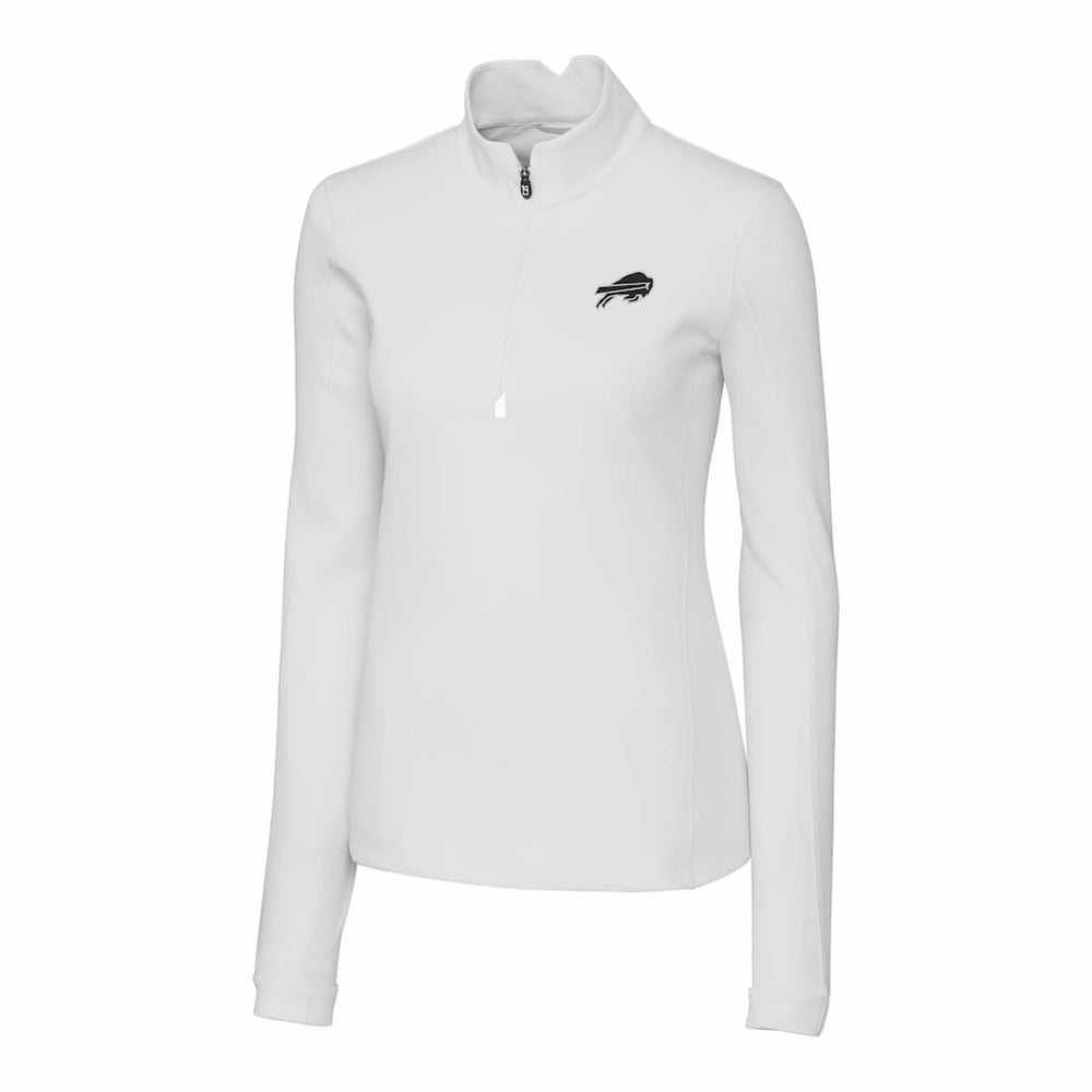 Buffalo Bills Cutter & Buck Women's Traverse Stretch DryTec Quarter-Zip Top - White - NFL