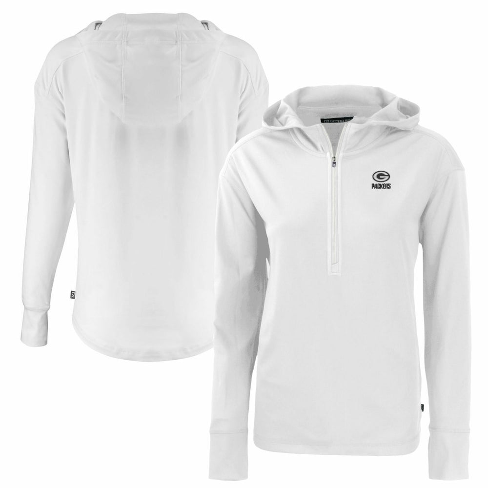 Green Bay Packers Cutter & Buck Women's Daybreak Eco Recycled Half-Zip Hoodie - White - NFL