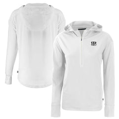 Cincinnati Bengals Cutter & Buck Women's Daybreak Eco Recycled Half-Zip Hoodie - White - NFL