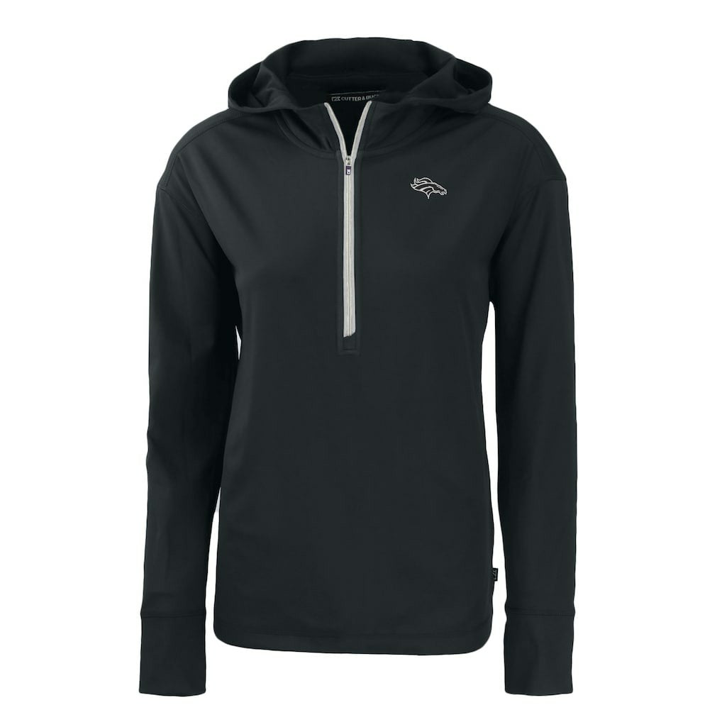 Denver Broncos Cutter & Buck Women's Daybreak Eco Recycled Half-Zip Hoodie - Black - NFL