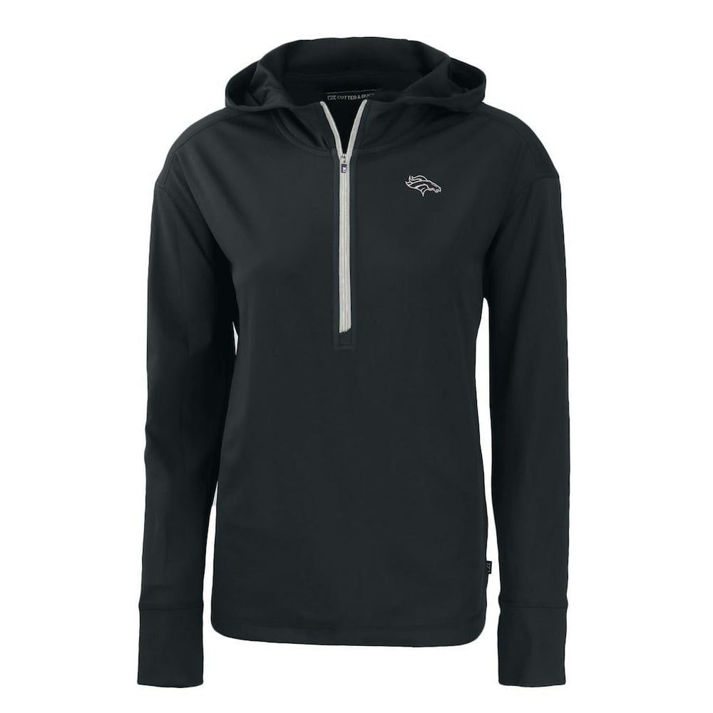 Denver Broncos Cutter & Buck Women's Daybreak Eco Recycled Half-Zip Hoodie - Black - NFL