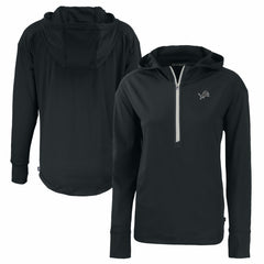 Detroit Lions Cutter & Buck Women's Daybreak Eco Recycled Half-Zip Hoodie - Black - NFL