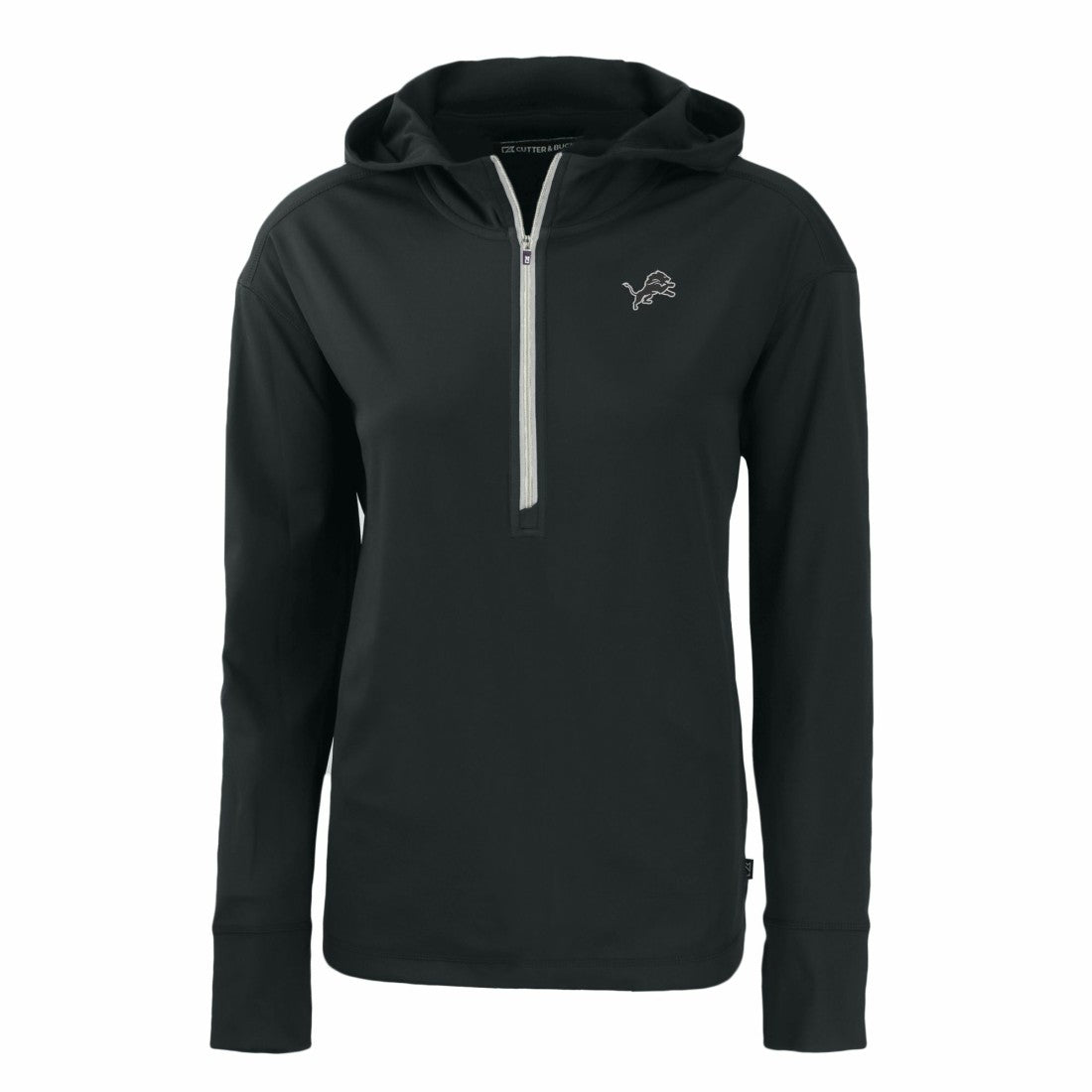 Detroit Lions Cutter & Buck Women's Daybreak Eco Recycled Half-Zip Hoodie - Black - NFL