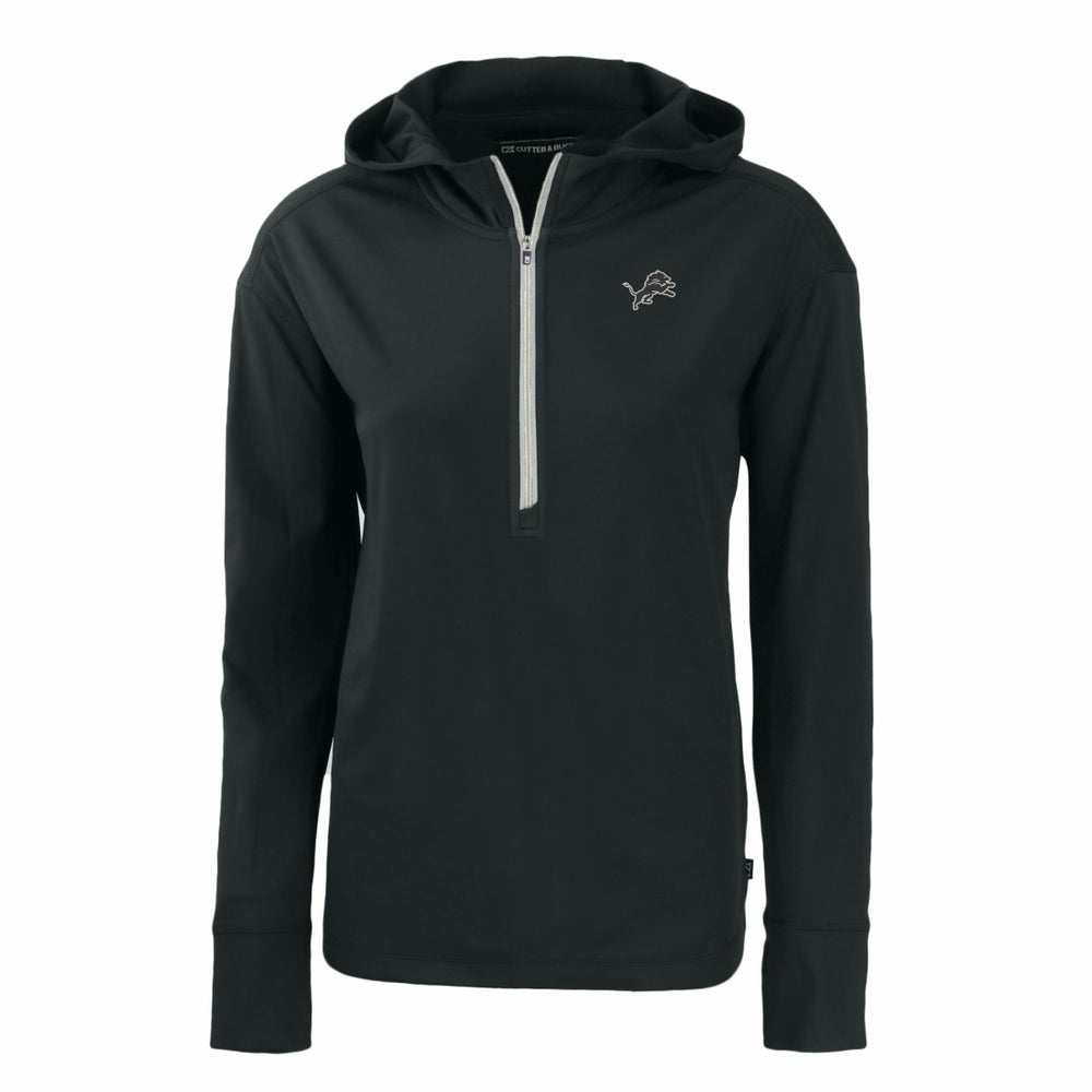 Detroit Lions Cutter & Buck Women's Daybreak Eco Recycled Half-Zip Hoodie - Black - NFL