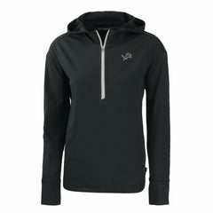 Detroit Lions Cutter & Buck Women's Daybreak Eco Recycled Half-Zip Hoodie - Black - NFL