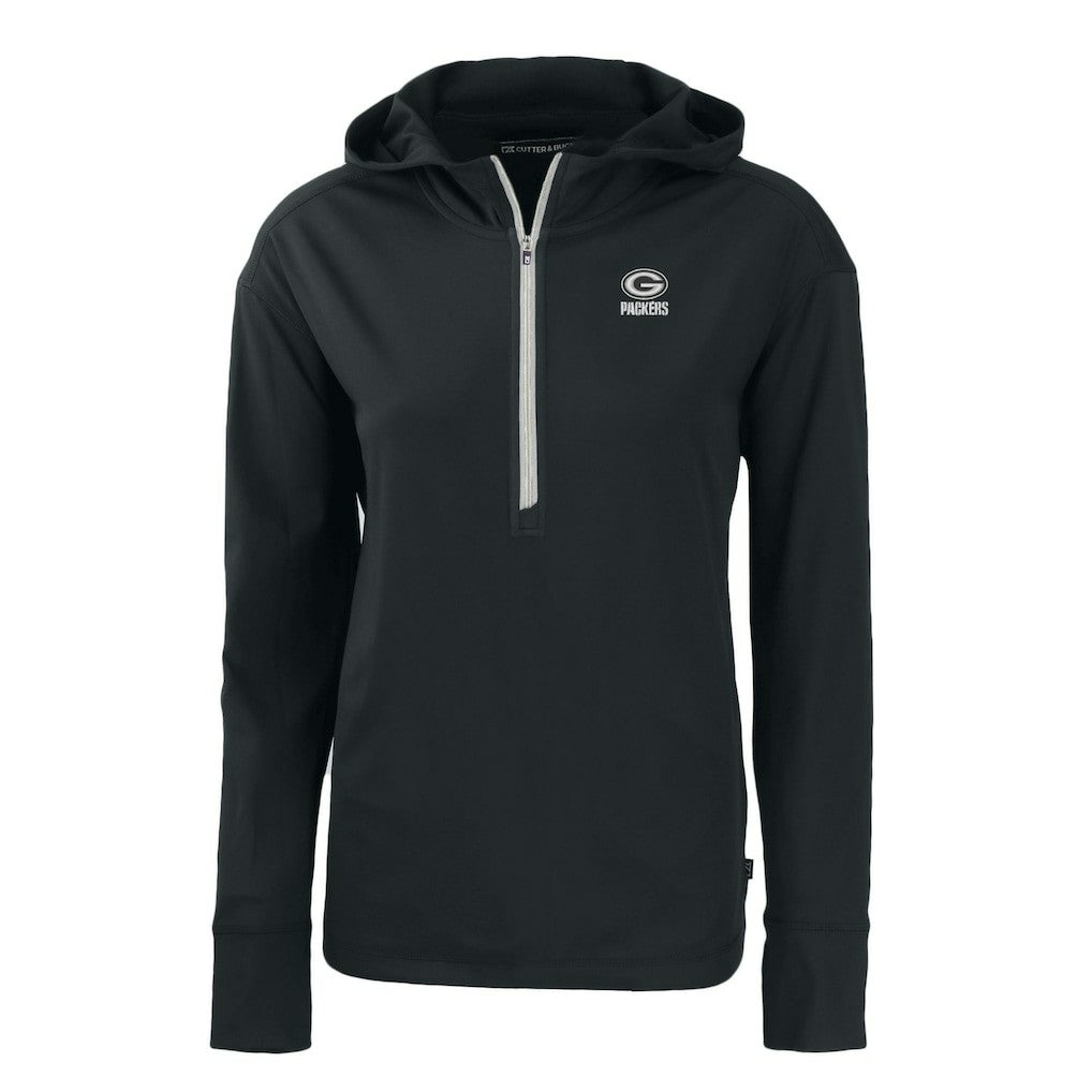 Green Bay Packers Cutter & Buck Women's Daybreak Eco Recycled Half-Zip Hoodie - Black - NFL