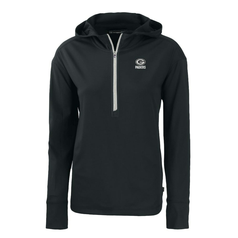 Green Bay Packers Cutter & Buck Women's Daybreak Eco Recycled Half-Zip Hoodie - Black - NFL