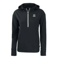 Green Bay Packers Cutter & Buck Women's Daybreak Eco Recycled Half-Zip Hoodie - Black - NFL