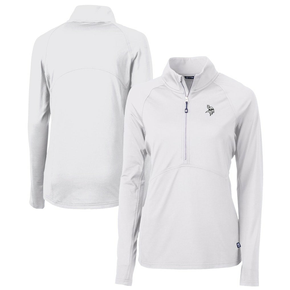 Minnesota Vikings Cutter & Buck Women's Adapt Eco Knit Stretch Recycled Half-Zip Pullover Top - White - NFL