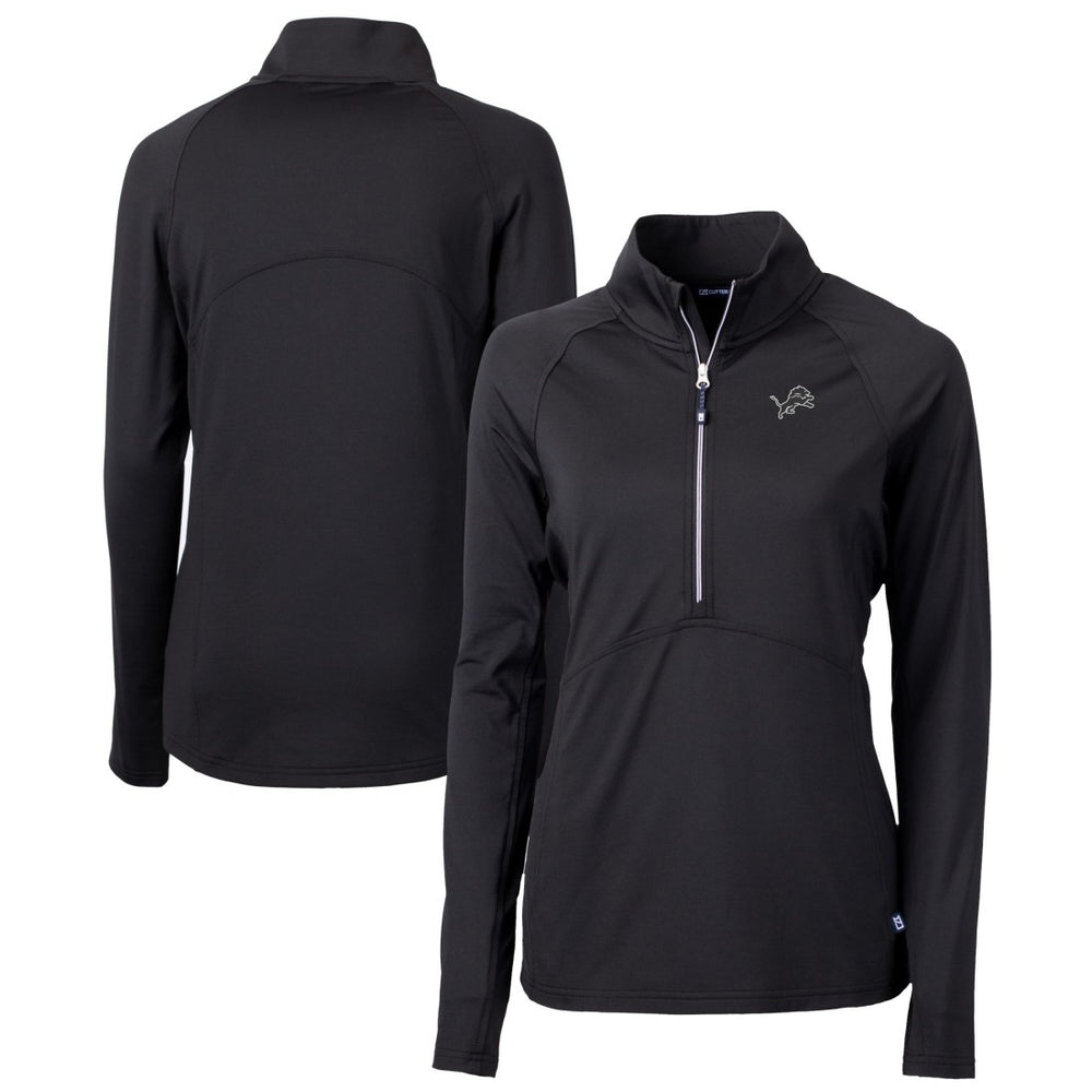 Detroit Lions Cutter & Buck Women's Adapt Eco Knit Stretch Recycled Half-Zip Pullover Top - Black - NFL