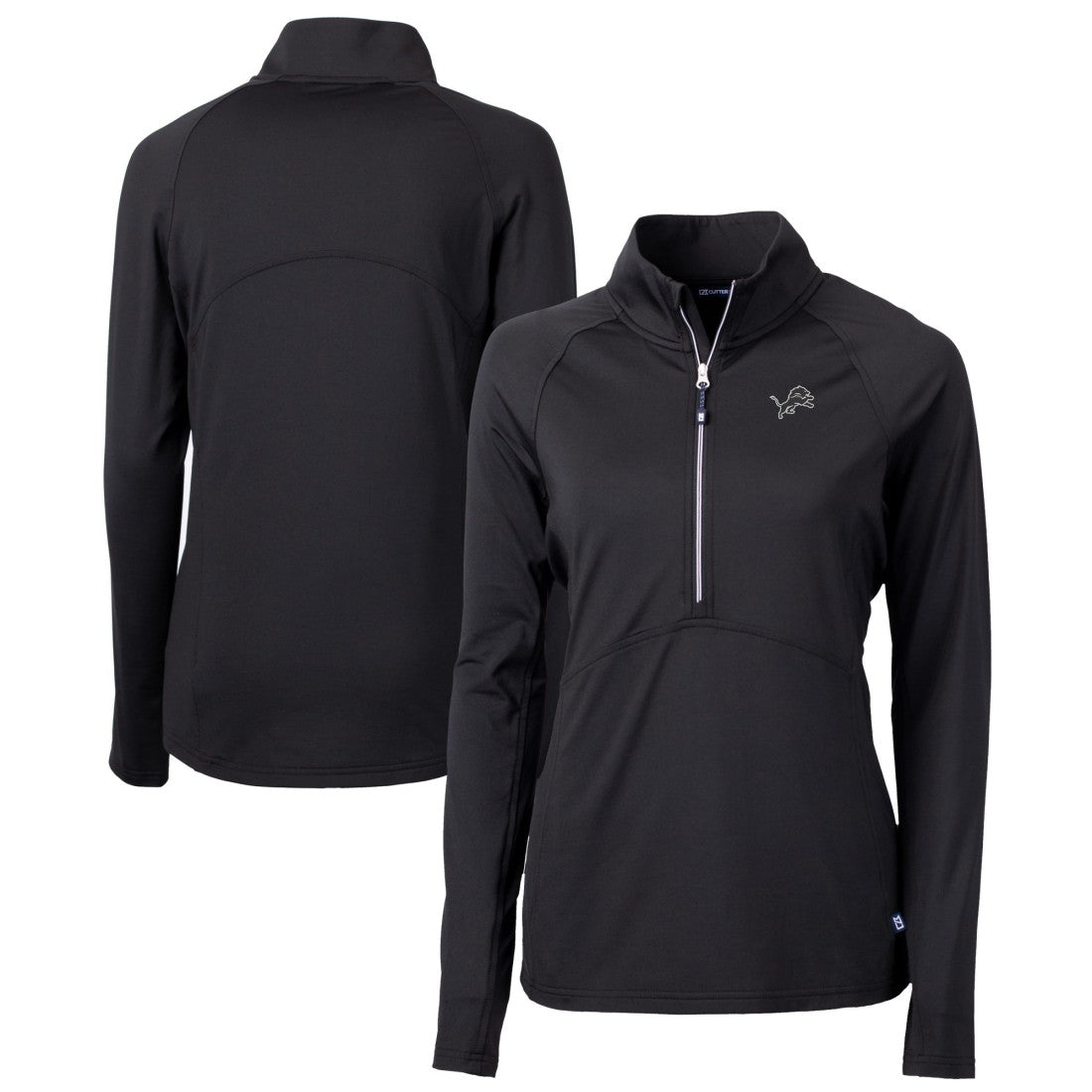 Detroit Lions Cutter & Buck Women's Adapt Eco Knit Stretch Recycled Half-Zip Pullover Top - Black - NFL