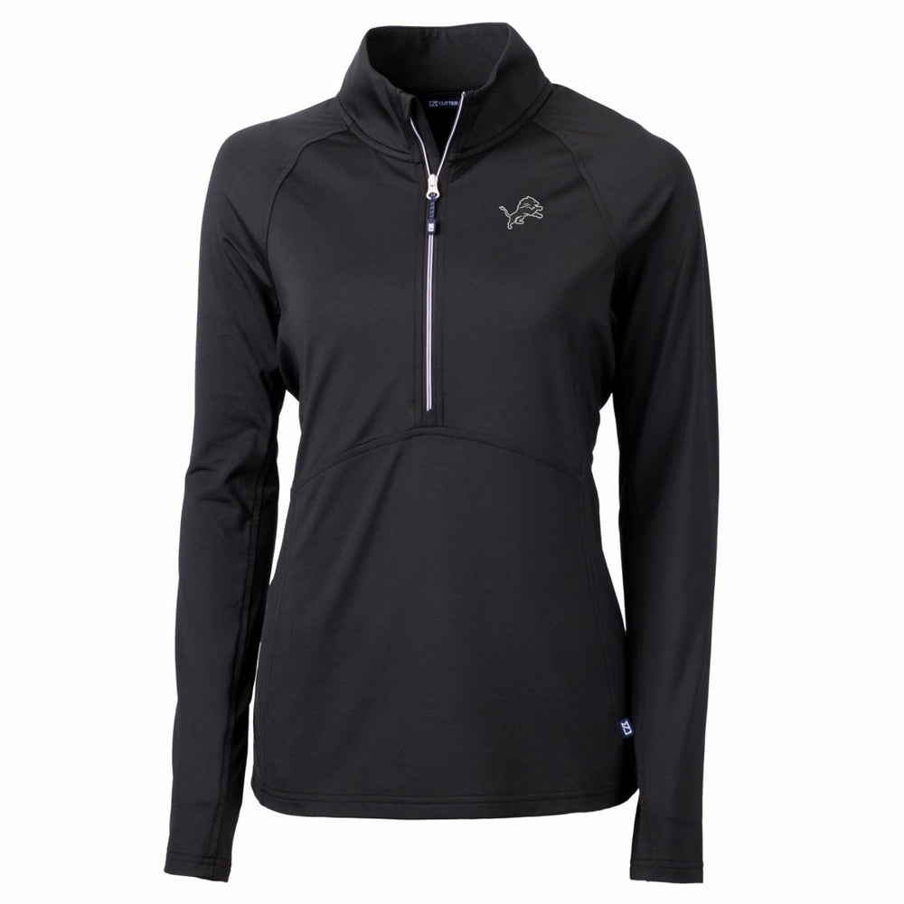 Detroit Lions Cutter & Buck Women's Adapt Eco Knit Stretch Recycled Half-Zip Pullover Top - Black - NFL