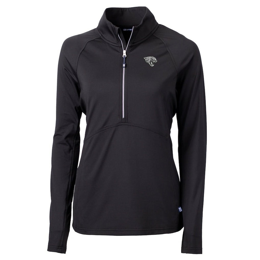 Jacksonville Jaguars Cutter & Buck Women's Adapt Eco Knit Stretch Recycled Half-Zip Pullover Top - Black - NFL