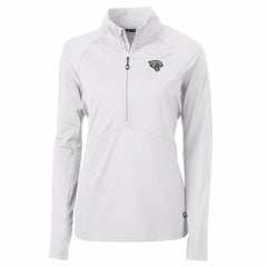 Jacksonville Jaguars Cutter & Buck Women's Adapt Eco Knit Stretch Recycled Raglan Half-Zip Top - White - NFL