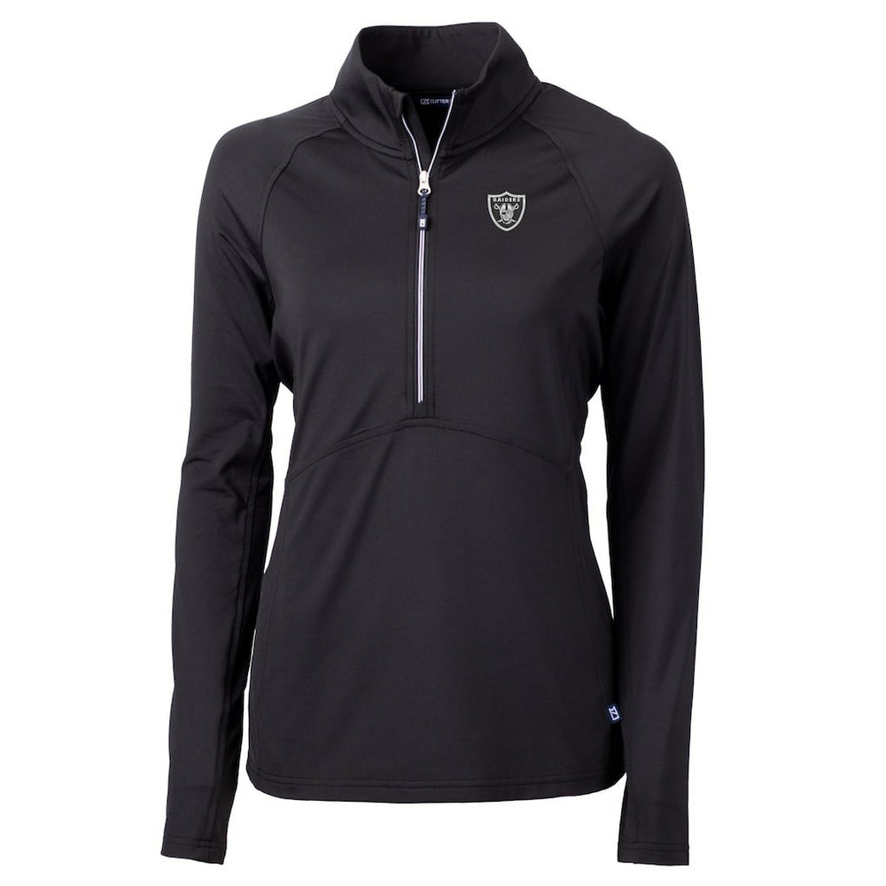 Las Vegas Raiders Cutter & Buck Women's Adapt Eco Knit Stretch Recycled Half-Zip Pullover Top - Black - NFL