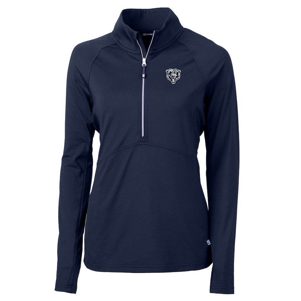 Chicago Bears Cutter & Buck Women's Adapt Eco Knit Stretch Recycled Half-Zip Pullover Top - Navy - NFL