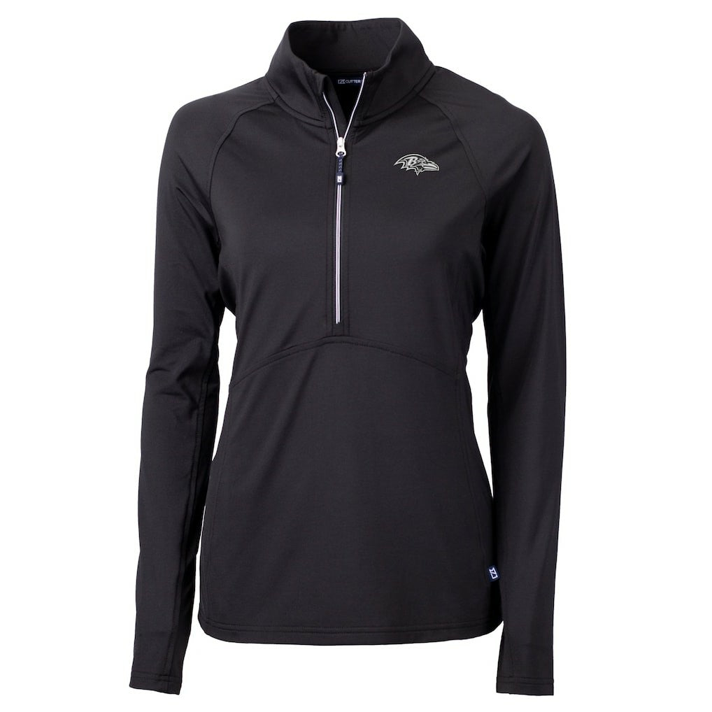 Baltimore Ravens Cutter & Buck Women's Adapt Eco Knit Stretch Recycled Half-Zip Pullover Top - Black - NFL