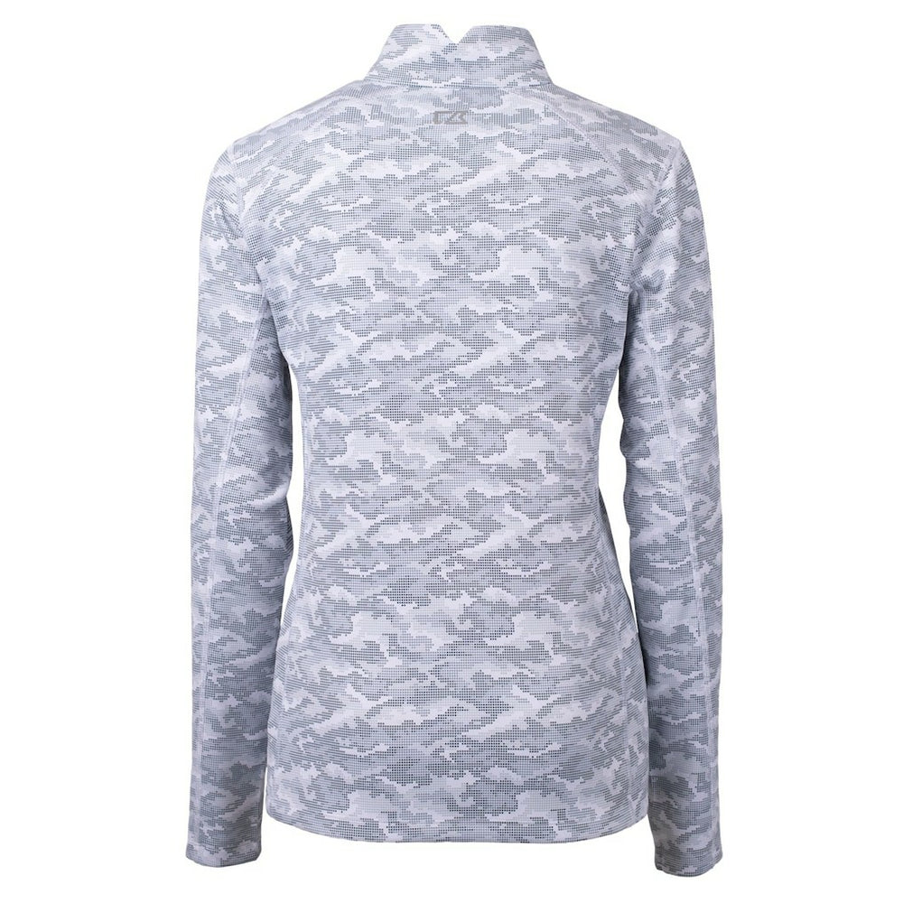 Minnesota Vikings Cutter & Buck Women's Traverse Camo Print Stretch Tri-Blend Quarter-Zip Top - Gray - NFL