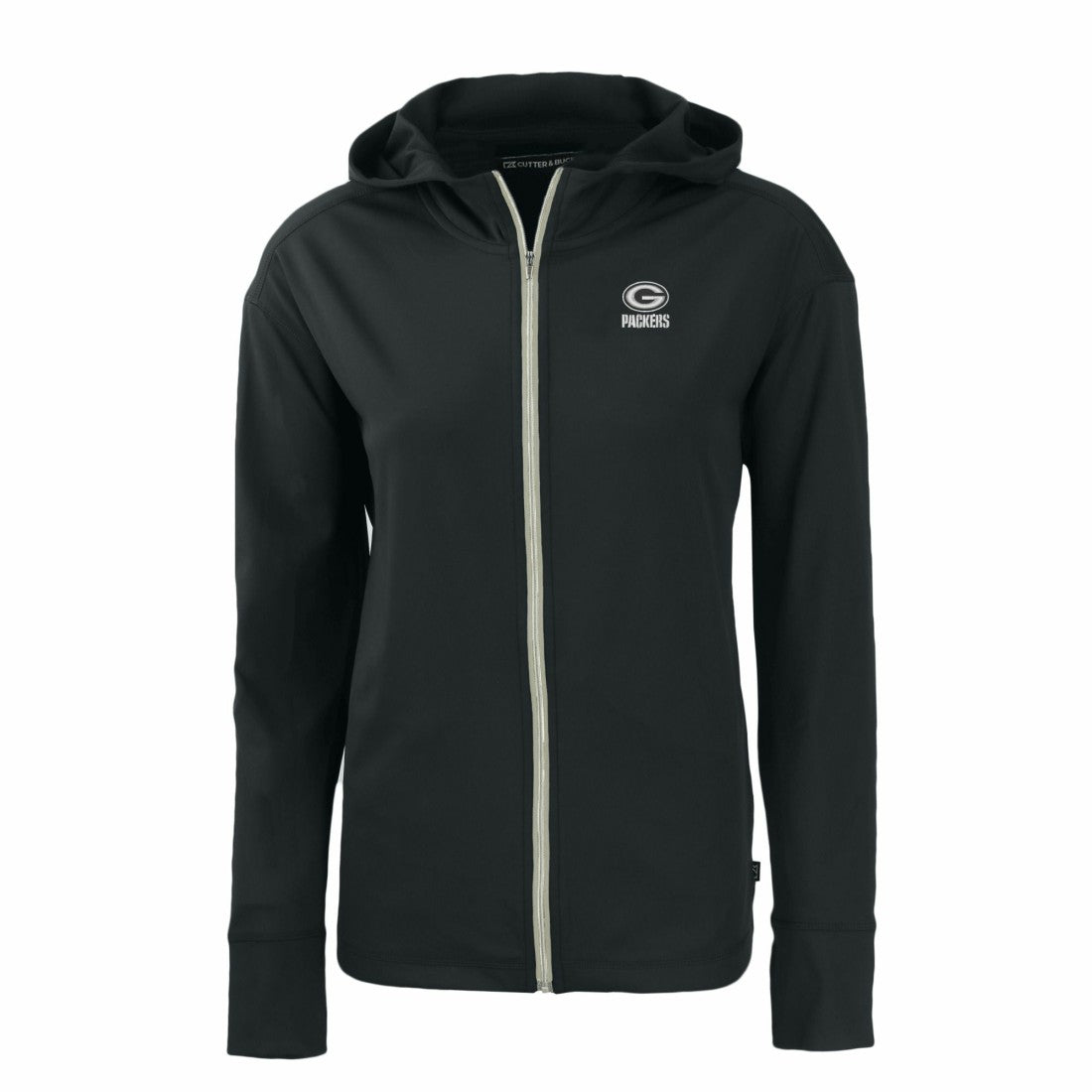 Green Bay Packers Cutter & Buck Women's Daybreak Eco Recycled Full-Zip Hoodie - Black - NFL