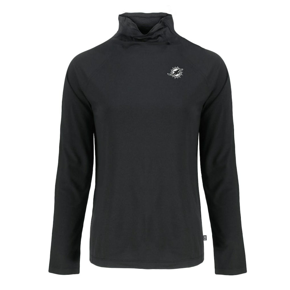 Miami Dolphins Cutter & Buck Women's Coastline Epic Comfort Eco Recycled Funnel Neck Pullover Sweatshirt - Black - NFL