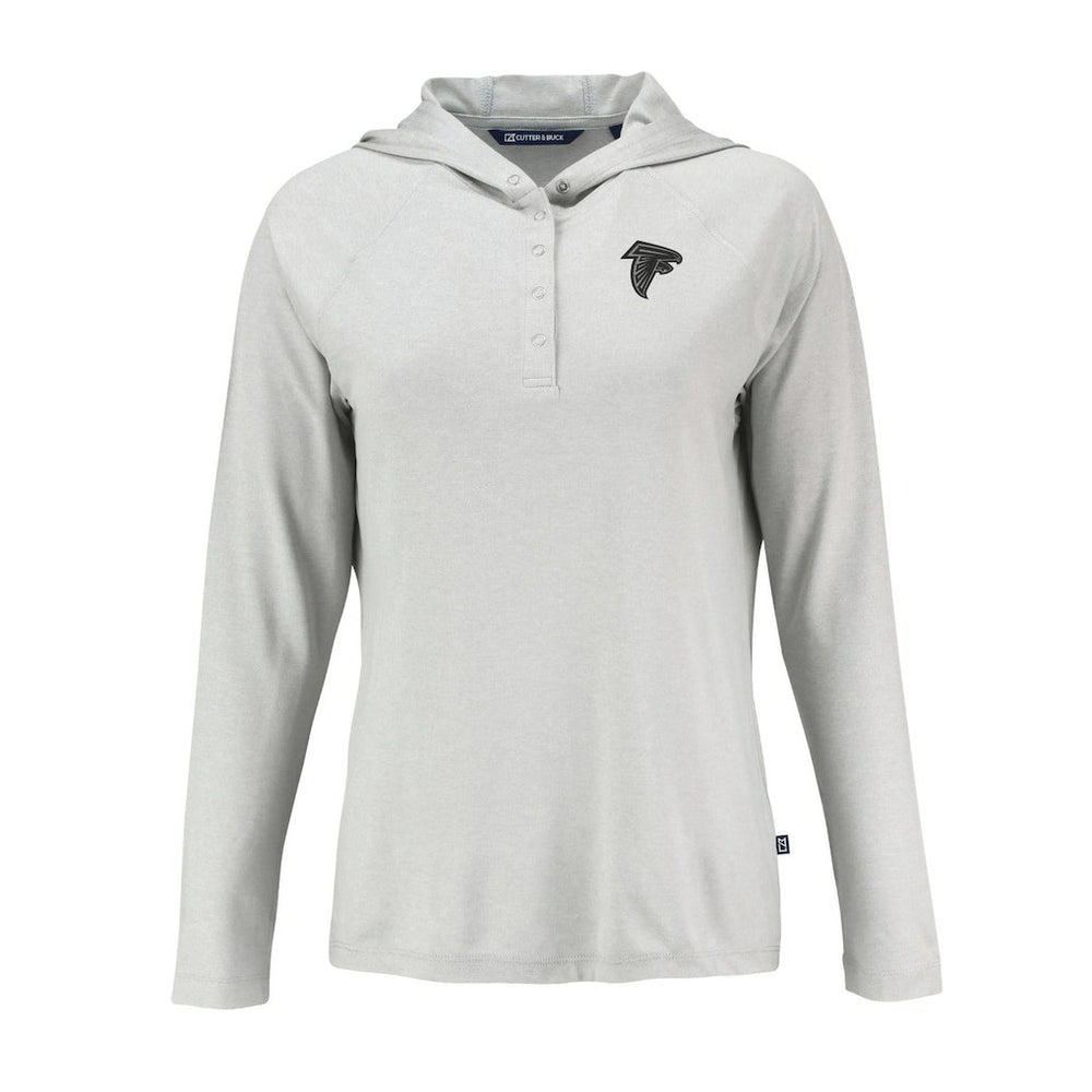 Atlanta Falcons Cutter & Buck Women's Coastline Epic Comfort Eco Recycled Long Sleeve Hoodie T-Shirt - Gray - NFL