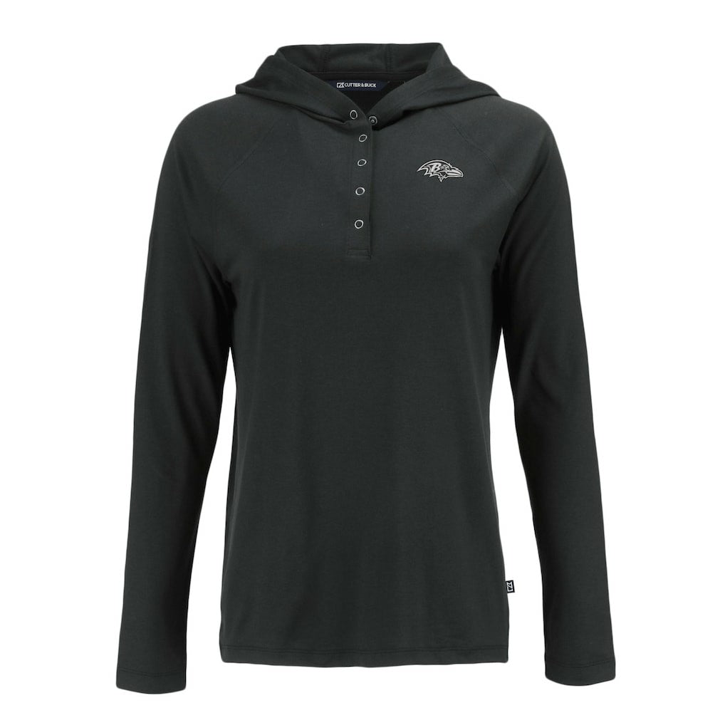 Baltimore Ravens Cutter & Buck Women's Coastline Epic Comfort Eco Recycled Long Sleeve Hoodie T-Shirt - Black - NFL
