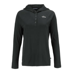 Baltimore Ravens Cutter & Buck Women's Coastline Epic Comfort Eco Recycled Long Sleeve Hoodie T-Shirt - Black - NFL