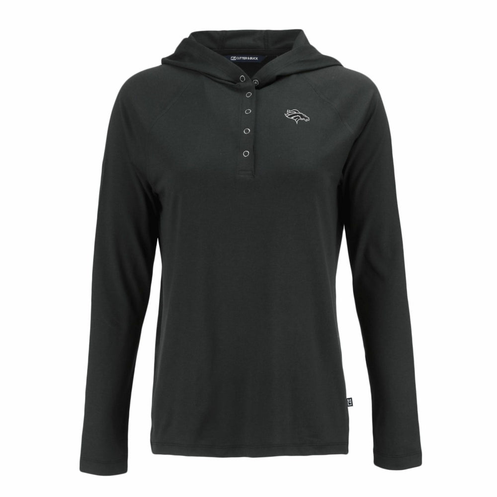 Denver Broncos Cutter & Buck Women's Coastline Epic Comfort Eco Recycled Long Sleeve Hoodie T-Shirt - Black - NFL