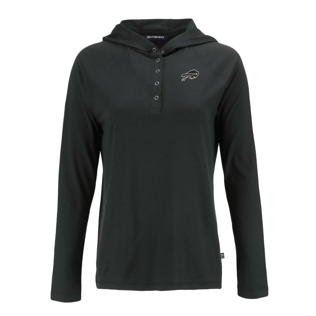 Buffalo Bills Cutter & Buck Women's Coastline Epic Comfort Eco Recycled Long Sleeve Hoodie T-Shirt - Black - NFL