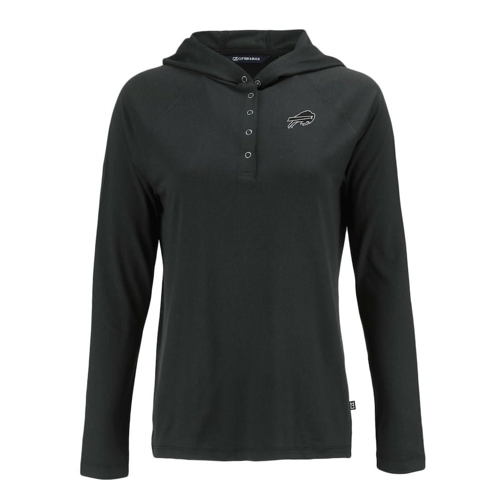 Buffalo Bills Cutter & Buck Women's Coastline Epic Comfort Eco Recycled Long Sleeve Hoodie T-Shirt - Black - NFL