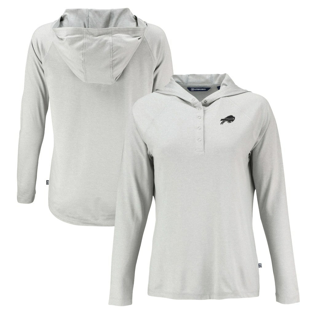 Buffalo Bills Cutter & Buck Women's Coastline Epic Comfort Eco Recycled Long Sleeve Hoodie T-Shirt - Gray - NFL