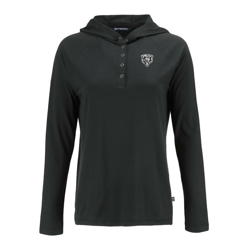 Chicago Bears Cutter & Buck Women's Coastline Epic Comfort Eco Recycled Long Sleeve Hoodie T-Shirt - Black - NFL