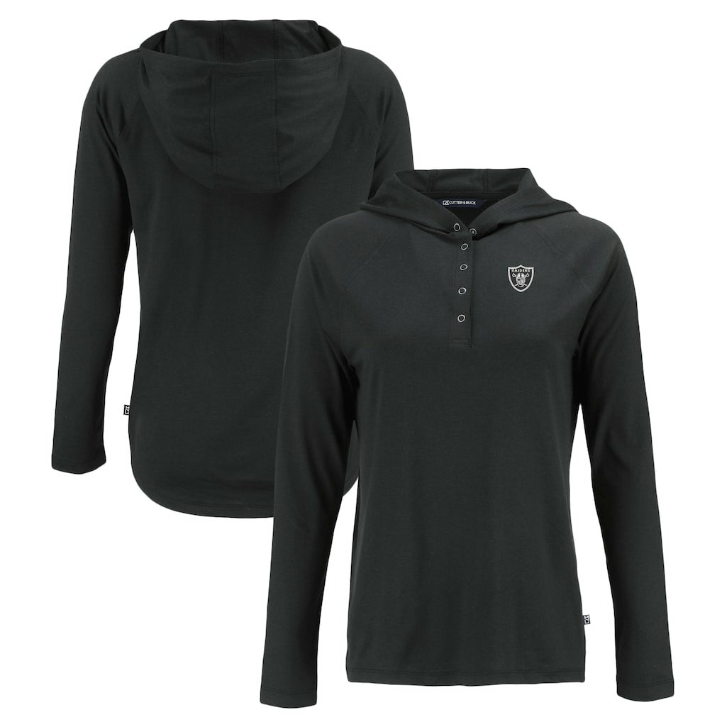 Las Vegas Raiders Cutter & Buck Women's Coastline Epic Comfort Eco Recycled Long Sleeve Hoodie T-Shirt - Black - NFL