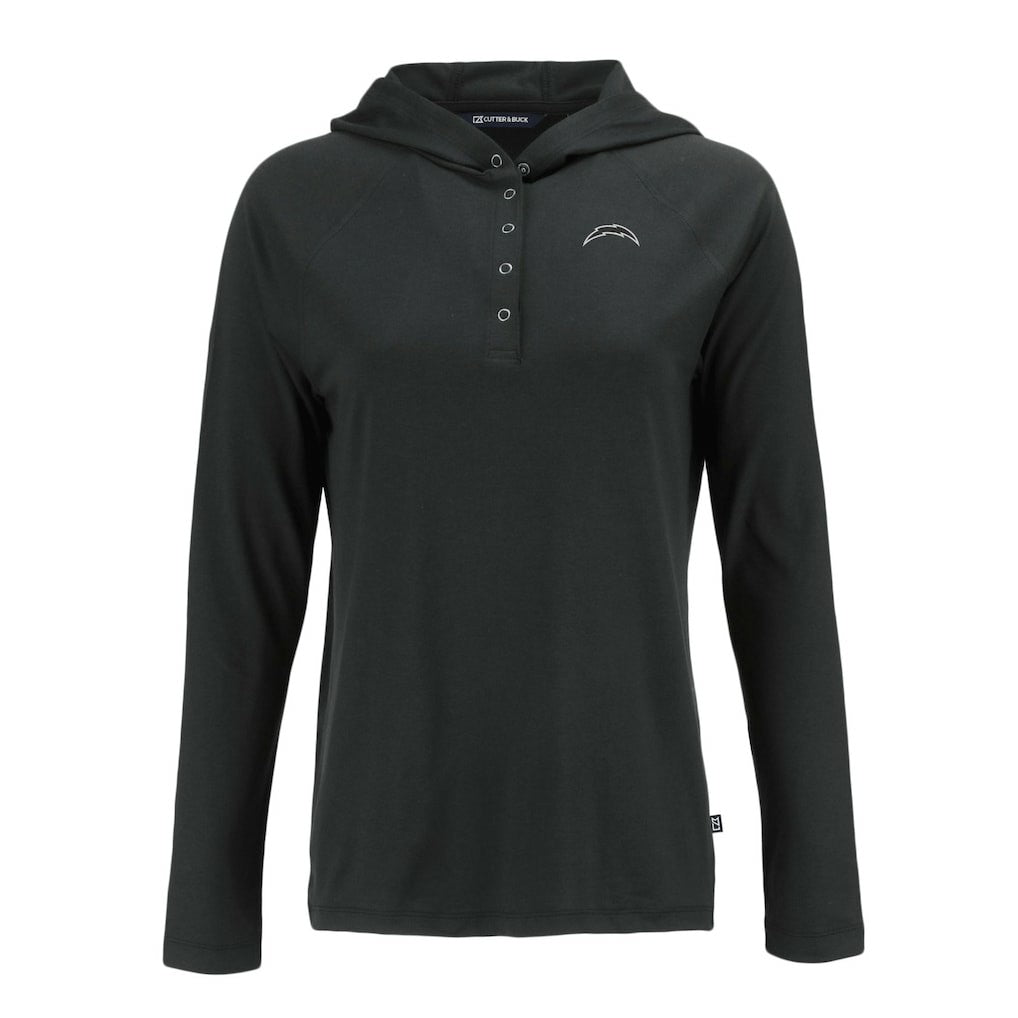 Los Angeles Chargers Cutter & Buck Women's Coastline Epic Comfort Eco Recycled Long Sleeve Hoodie T-Shirt - Black - NFL