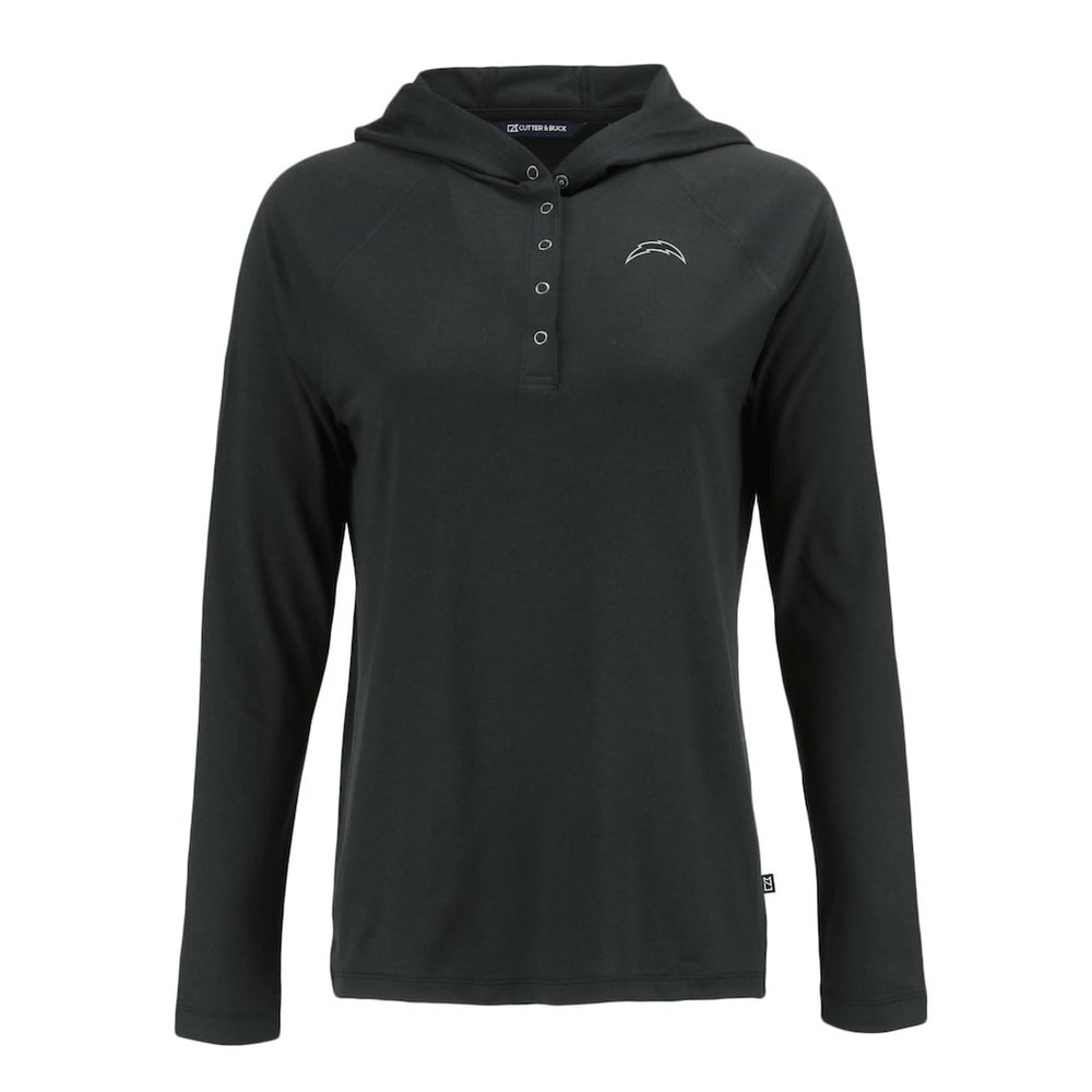 Los Angeles Chargers Cutter & Buck Women's Coastline Epic Comfort Eco Recycled Long Sleeve Hoodie T-Shirt - Black - NFL