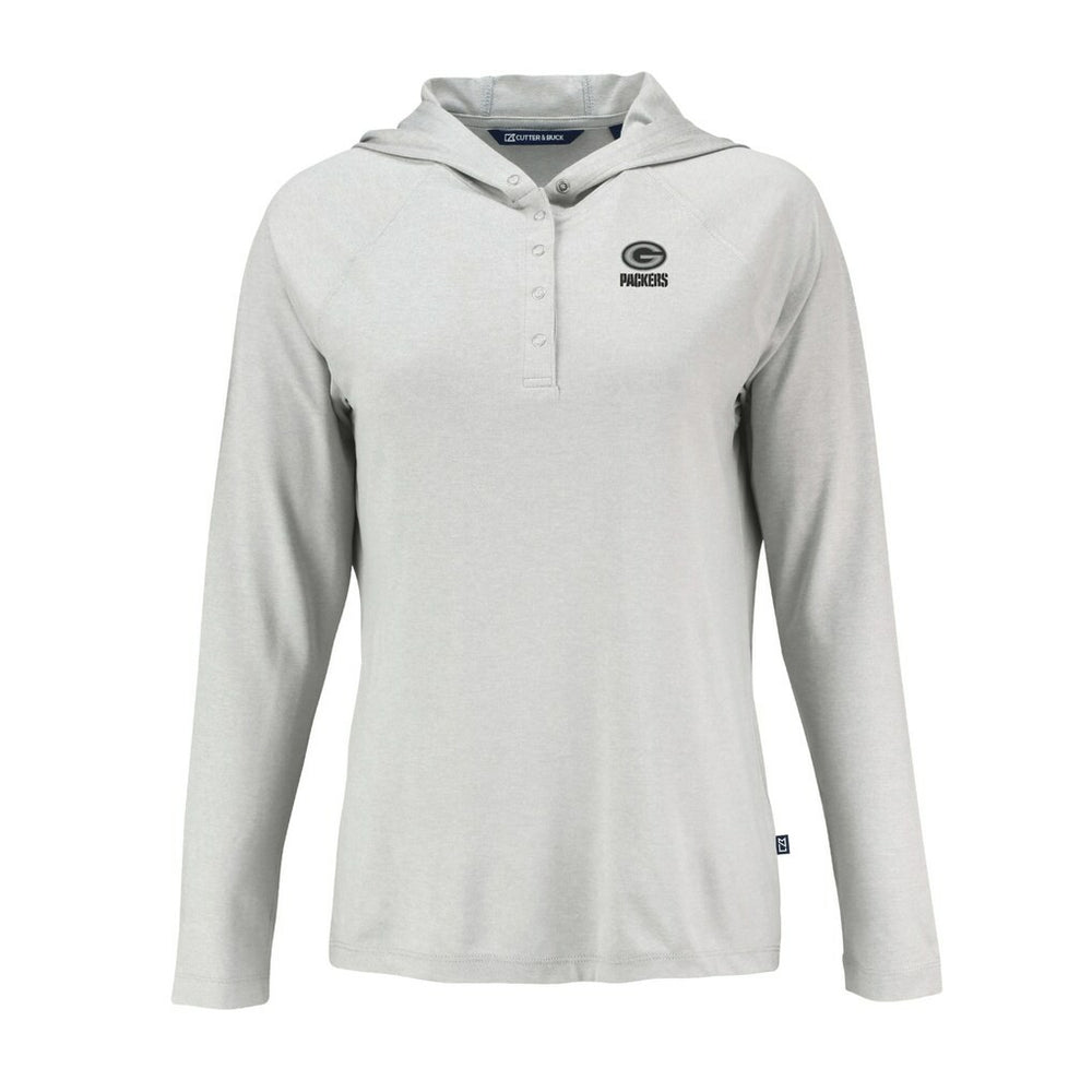 Green Bay Packers Cutter & Buck Women's Coastline Epic Comfort Eco Recycled Long Sleeve Hoodie T-Shirt - Gray - NFL