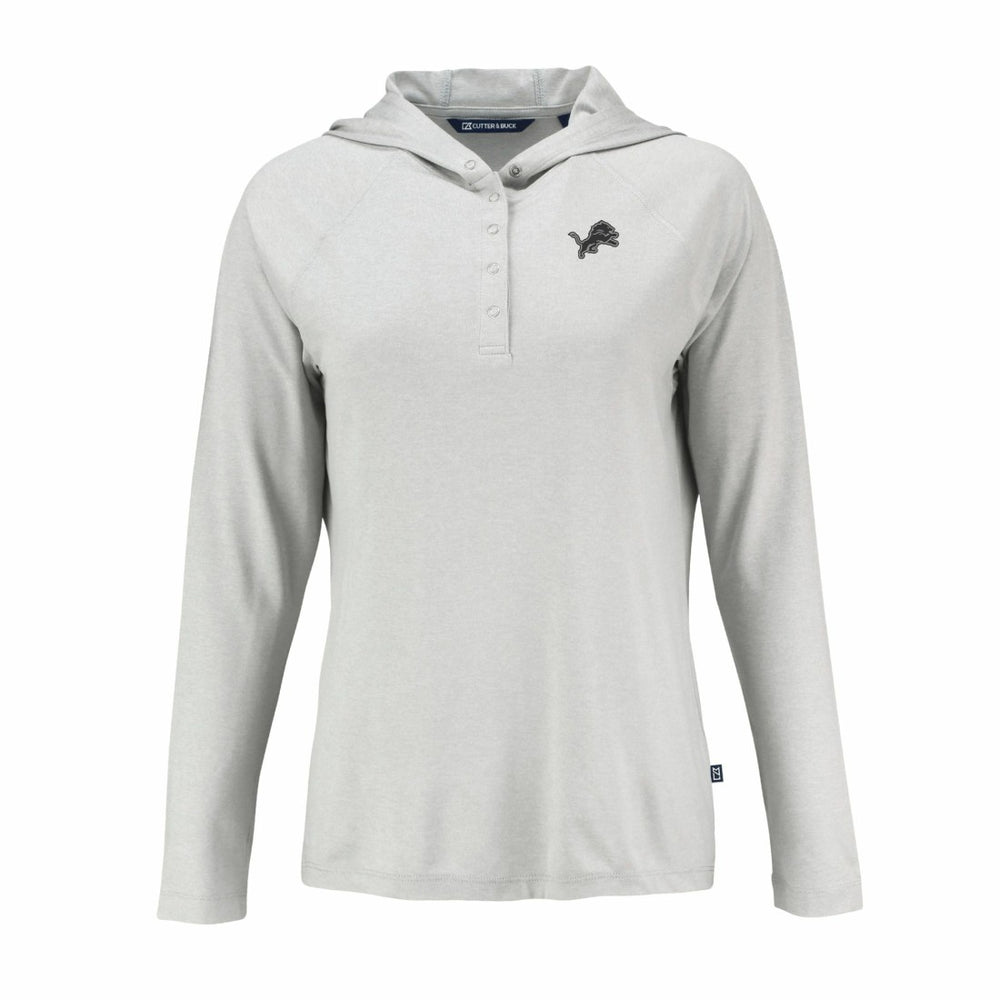 Detroit Lions Cutter & Buck Women's Coastline Epic Comfort Eco Recycled Long Sleeve Hoodie T-Shirt - Gray - NFL