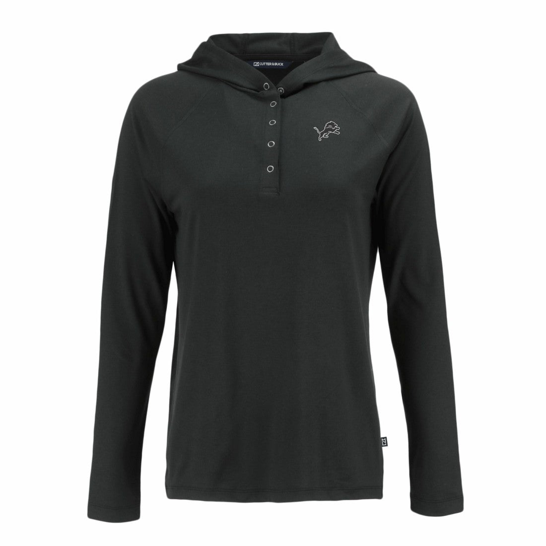 Detroit Lions Cutter & Buck Women's Coastline Epic Comfort Eco Recycled Long Sleeve Hoodie T-Shirt - Black - NFL