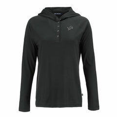 Detroit Lions Cutter & Buck Women's Coastline Epic Comfort Eco Recycled Long Sleeve Hoodie T-Shirt - Black - NFL